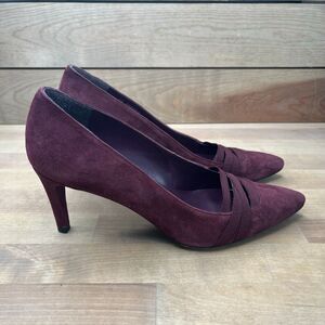 Stuart Weitzman Suede Women Shoes Pump Women Heels Maroon Size 8